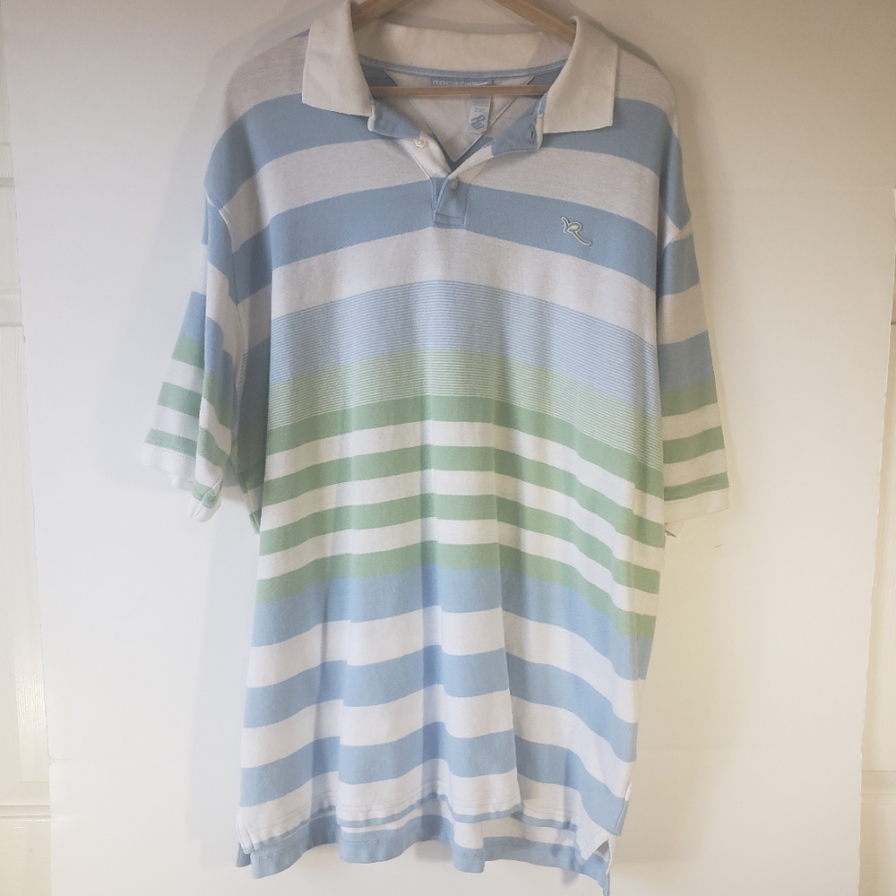 RocaWear Polo Shirt Green and Blue Size 2Xl